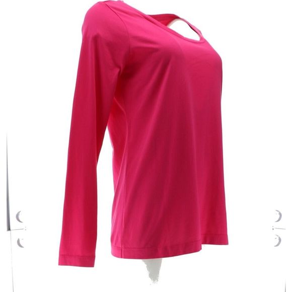 Lands' End Women's Petite LS SUPIMA SCOOP T-SHRT Laurel Blossom M NEW 494509 - Picture 8 of 8